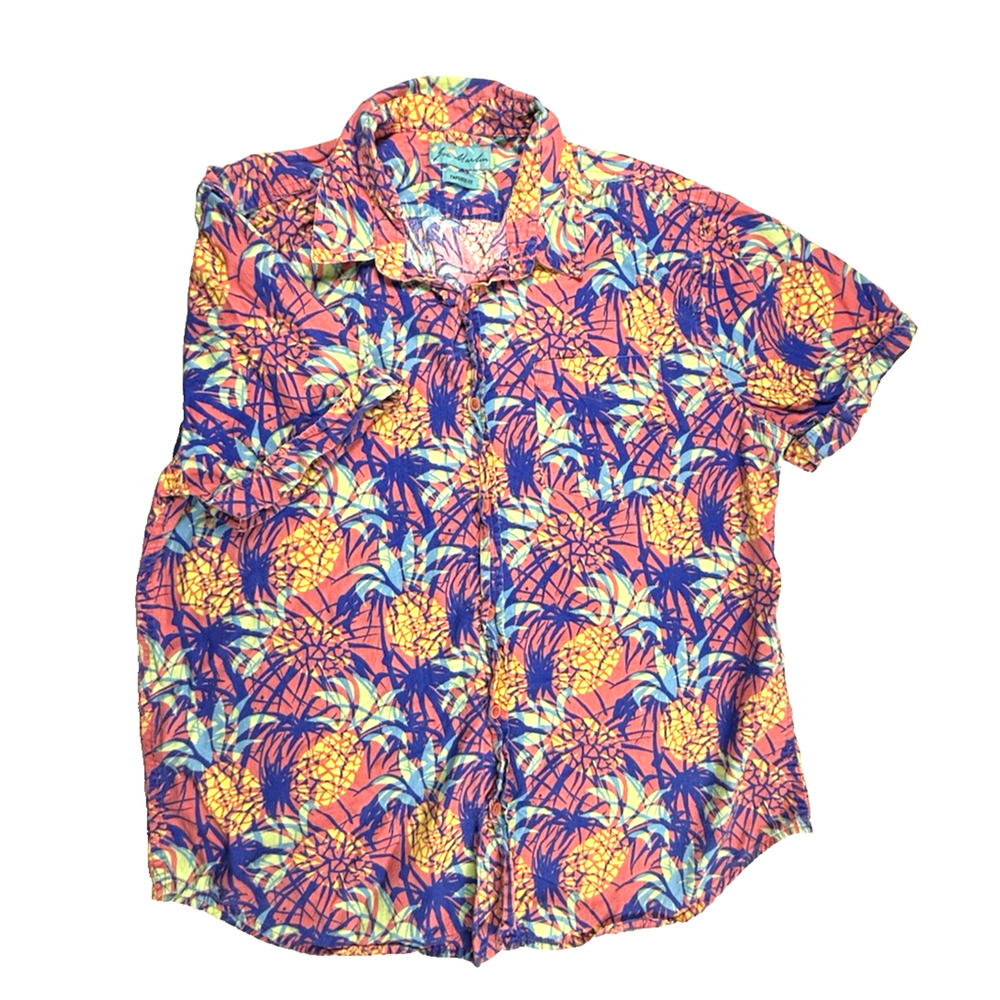 Joe Marlin mens XL Hawaiian shirt pineapples Vacation Beach Resortwear